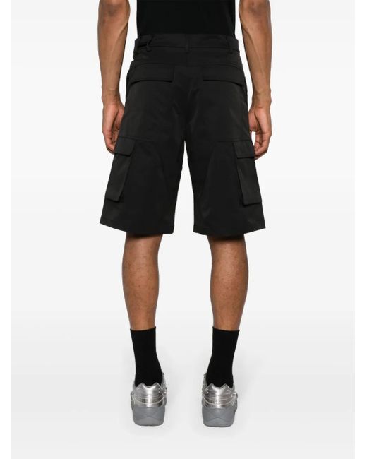 HELIOT EMIL Black Cellulae Cargo Shorts for men