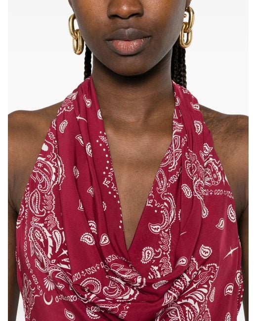 VENUJA Red Robe Longue Sierra À Imprimé Bandana