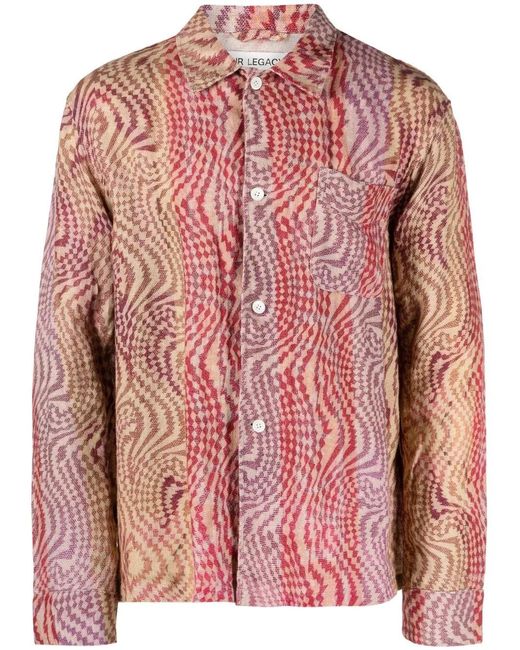 Our Legacy Pink Abstract-Pattern Embroidered Shirt for men