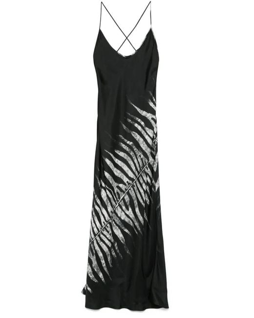 Roberto Cavalli Black Tigress-Print Maxi Dress