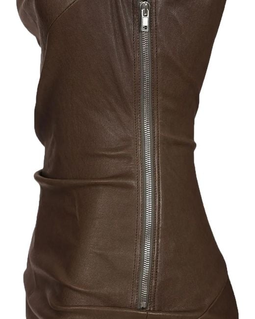 Rick Owens Brown Athena One-Shoulder Draped Maxi Dress