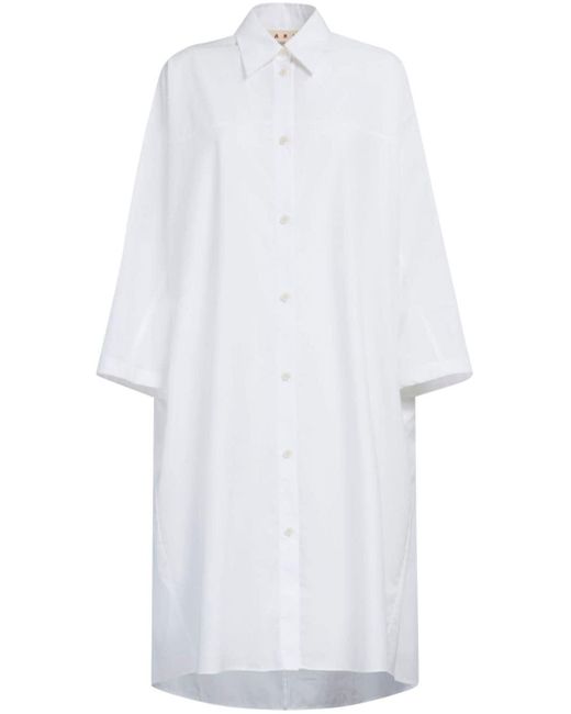 Marni White Hemdkleid mit langen Ärmeln