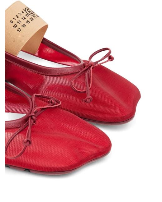 MM6 by Maison Margiela Red Numeric-Strap Anatomic Ballet Flats