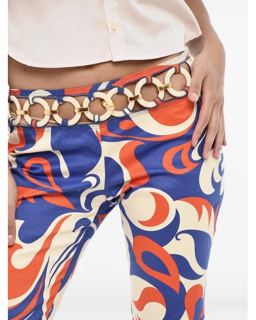 DSquared² Red Patterned Cut-Out Trousers