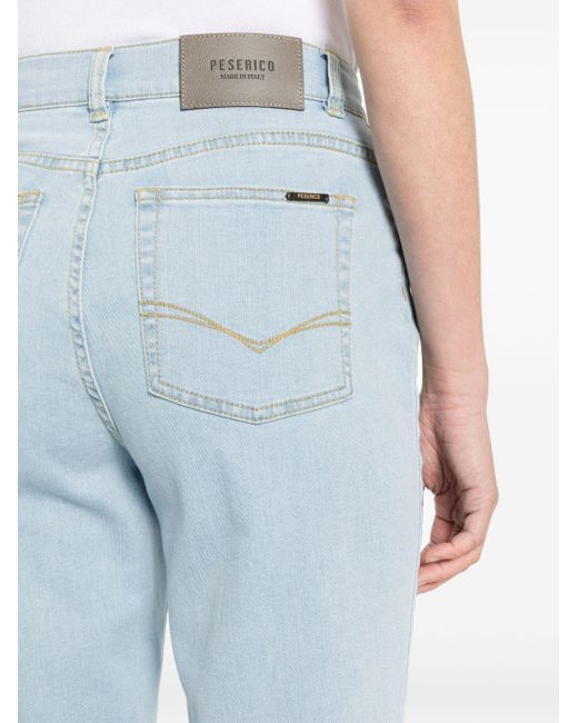 Peserico Jeans Met Logopatch En Toelopende Pijpen in het Blue