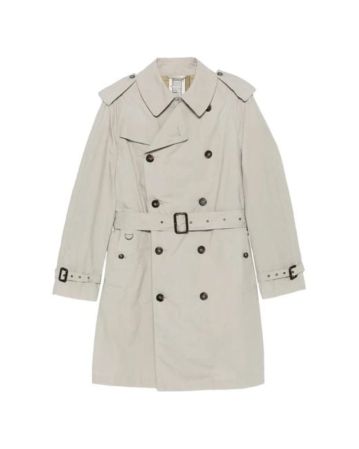 L'IMPERMEABILE White Double-Breasted Belted Coat for men