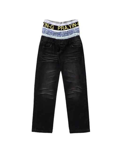 PRAYING White Jean Boxer À Taille Superposée Et Détails Délavés for men