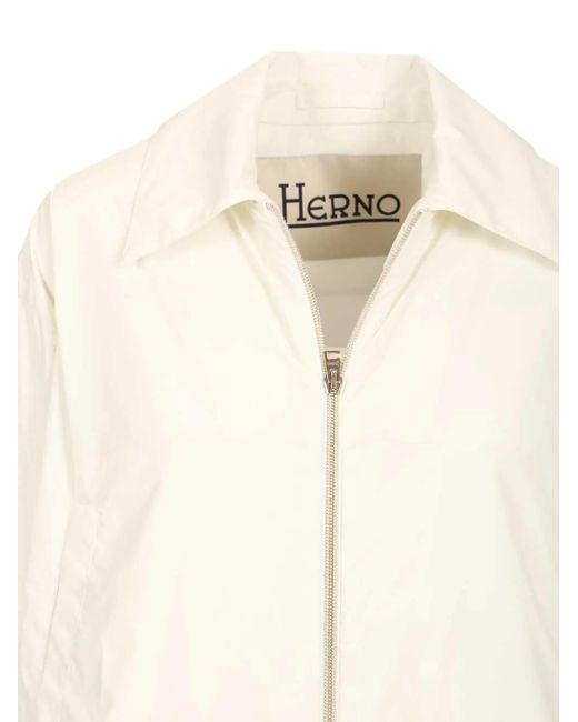 Herno White Collared Zip Jacket