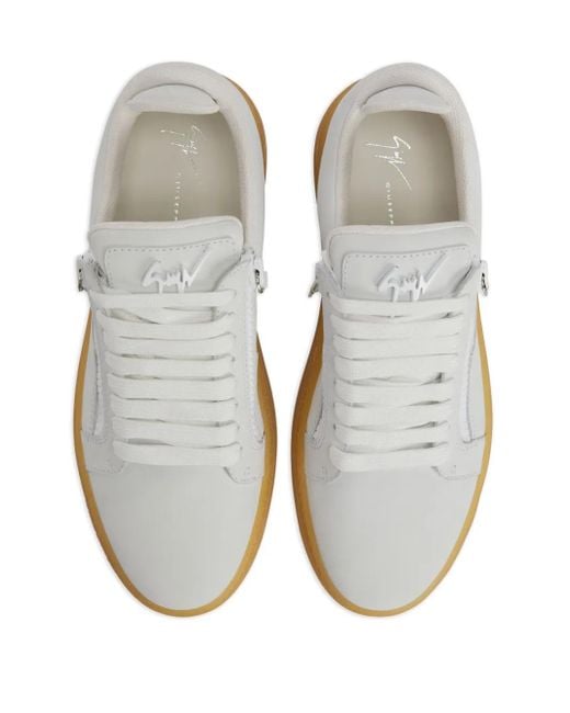 Giuseppe Zanotti White Gz94 Leather Double-Zip Low-Top Sneakers for men