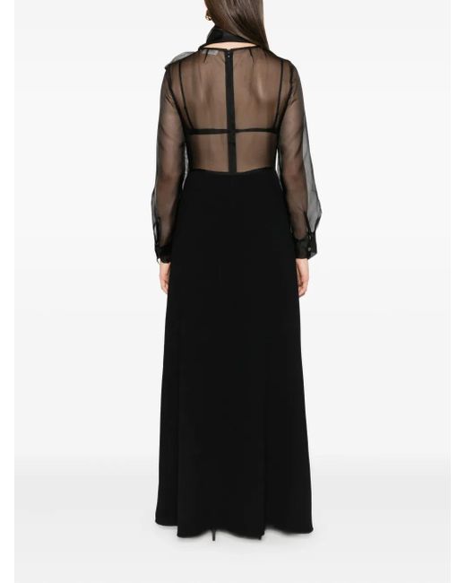 P.A.R.O.S.H. Black Bow-Detail Silk Dress