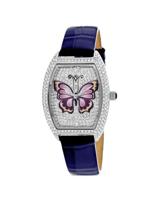 Christian Van Sant Blue Papillon Crystal-Embellished 36Mm Watch