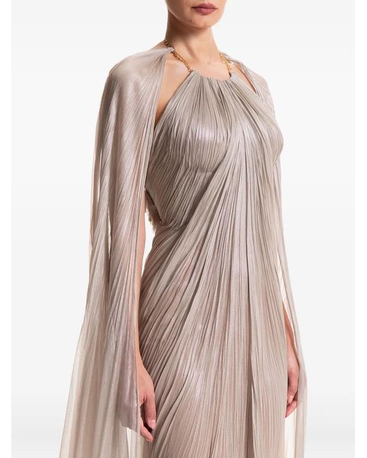 Maria Lucia Hohan Natural Pleated Cape Dress