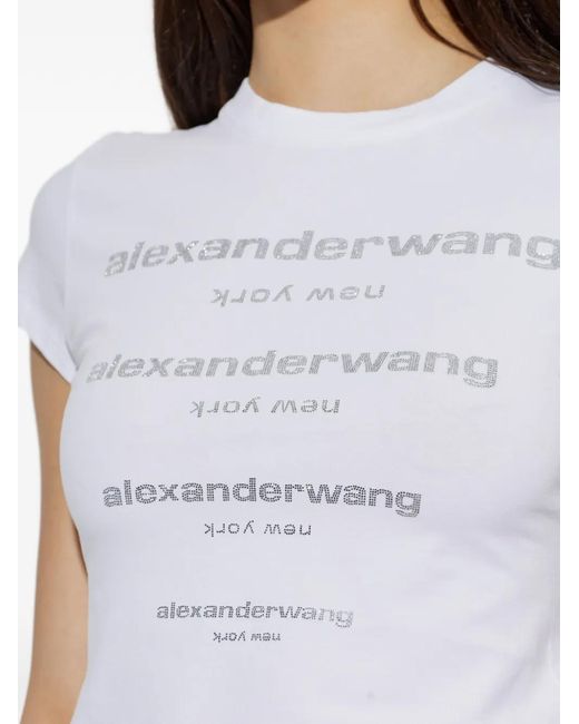 Alexander Wang White Hotfix-Logo T-Shirt