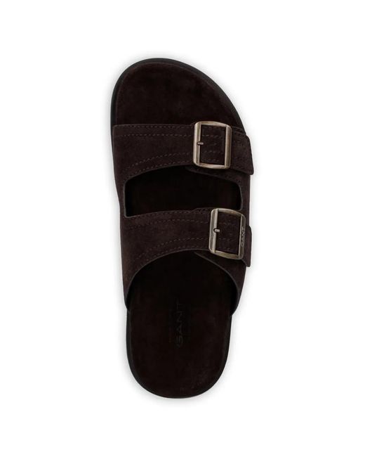 Gant Black Buckle-Fastening Suede Slides for men