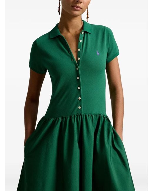 Polo Ralph Lauren Green Button Midi Dress