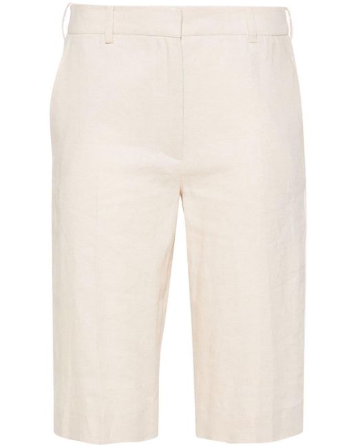 16Arlington Natural Light Beige Twill Tailored Shorts - Women's - Rayon/linen/flax/organic Cotton