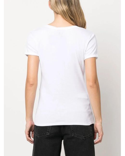Twinset White Logo-Detail Cotton T-Shirt