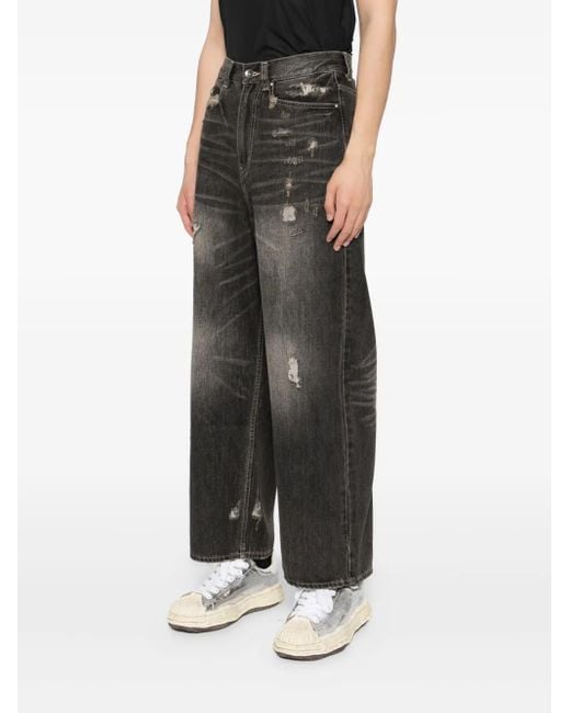 FIVE CM Gray Distressed Wide-Leg Jeans for men