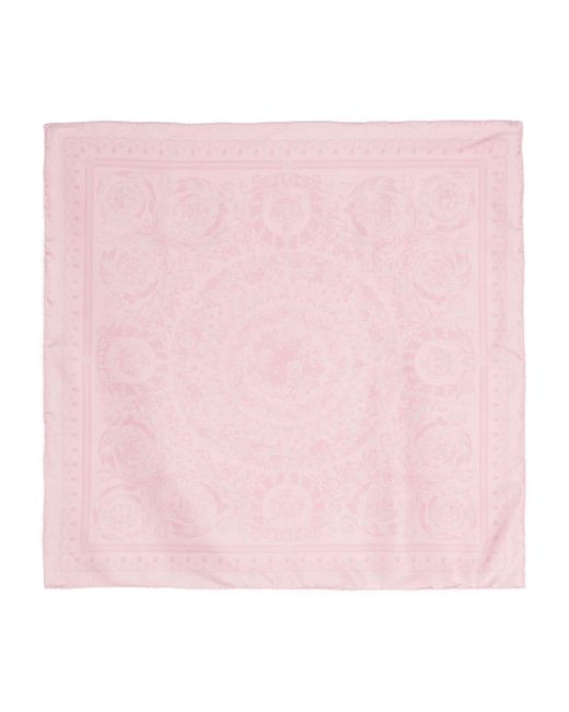 Versace Pink Seidenschal mit Barocco-Print