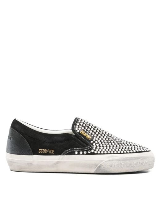 Golden Goose Deluxe Brand Black Vce Crystal-embellished Slip-on Sneakers