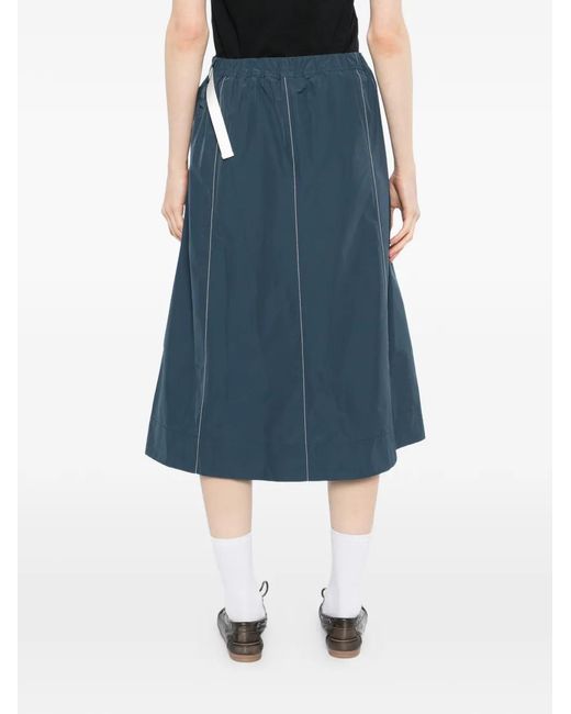SPORT b. by agnès b. Blue Logo-Patched A-Line Skirt