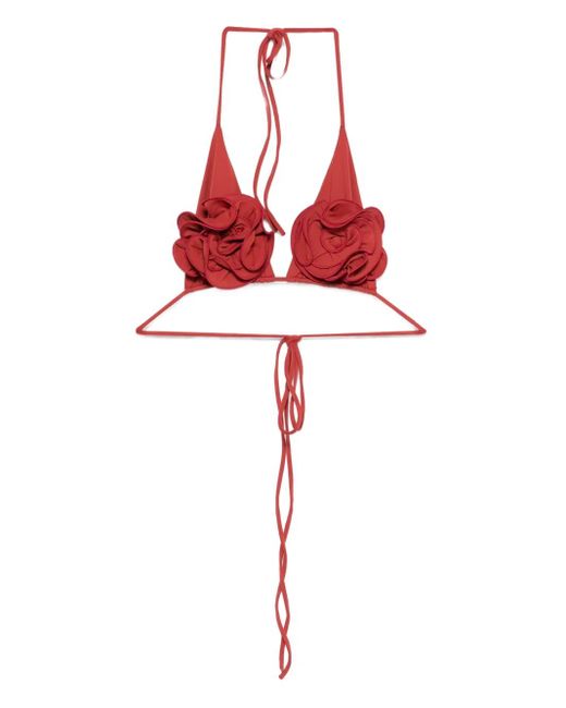 Magda Butrym Red Floral-Motif Bikini Top