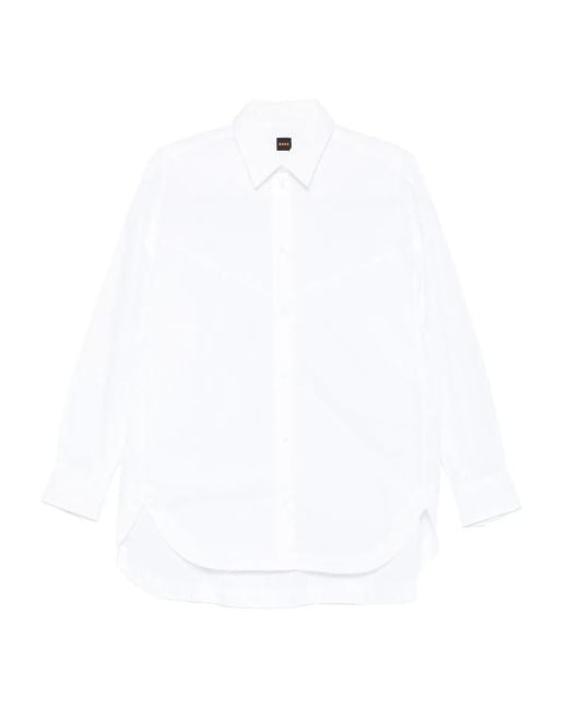 Camicia Con Orlo Curvo di Boss in White