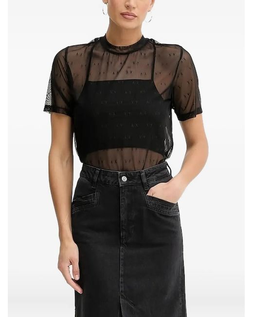 ARMANI EXCHANGE Black T-Shirt mit Logo-Muster