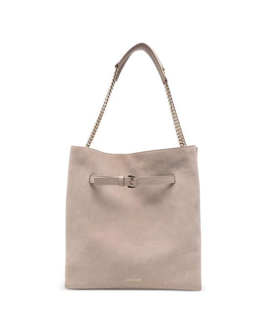 Orciani Natural Buckle-Detail Chain-Strap Shoulder Bag