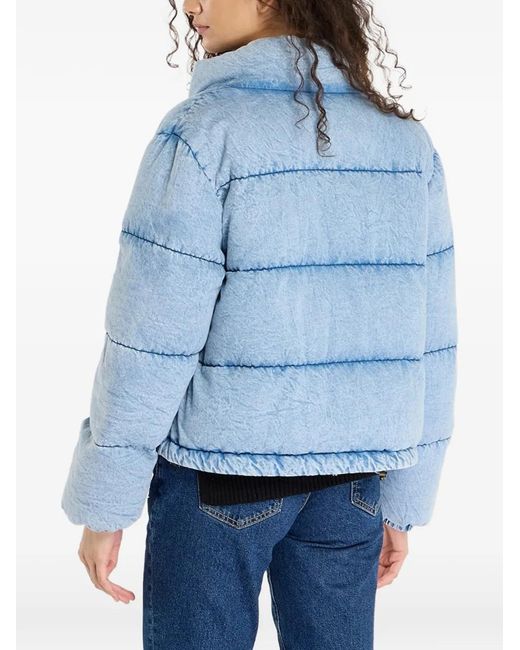 Guess Blue Quilted Puffer Denim Jacket