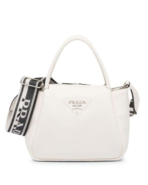Bolso shopper con logo de Prada color Blanco | Lyst