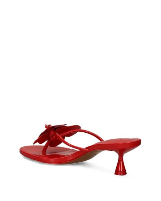 Cult Gaia Red Floral-Detail Kitten-Heel Sandals