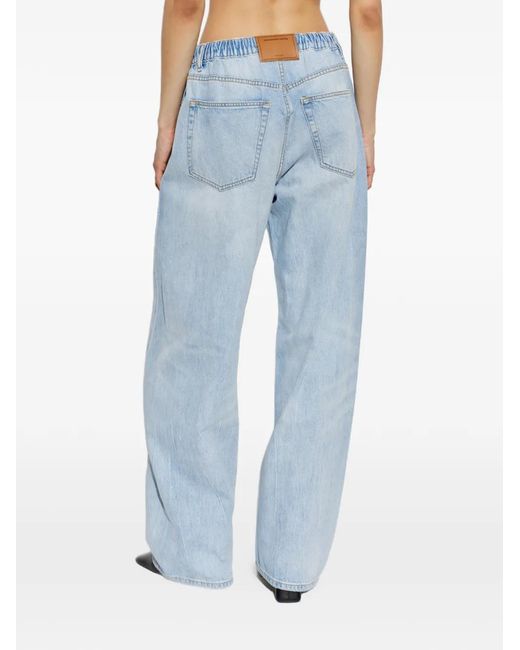 Alexander Wang Blue Crystal-Embellished Drawstring-Waist Jeans