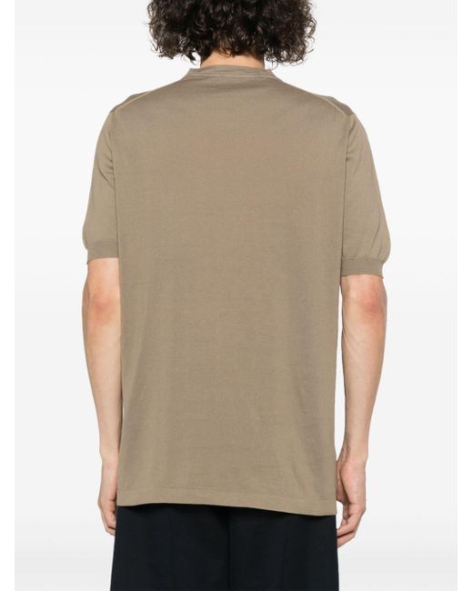 Fine-ribbed T-shirt di Kiton in Natural da Uomo