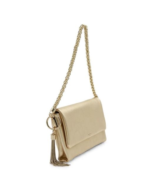 Jimmy Choo Natural Callie Metallic Tassel Clutch Bag