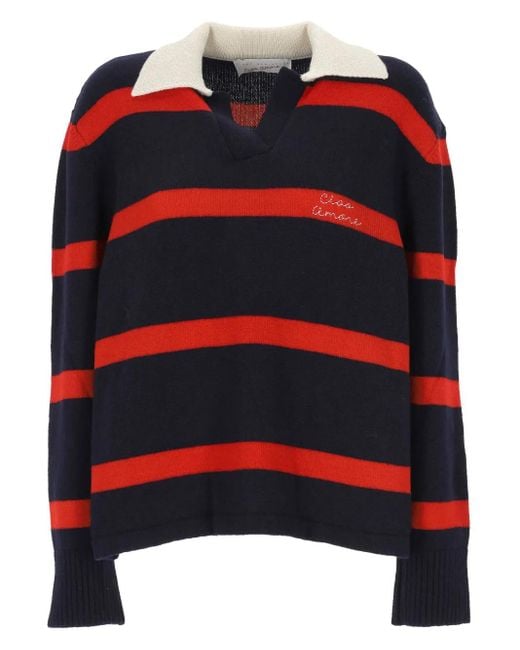 Maglione A Righe Con Colletto Stile Polo di Giada Benincasa in Black
