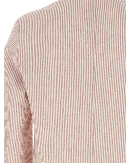 Barba Napoli Pink Easy J Striped Patch-Pocket Blazer for men