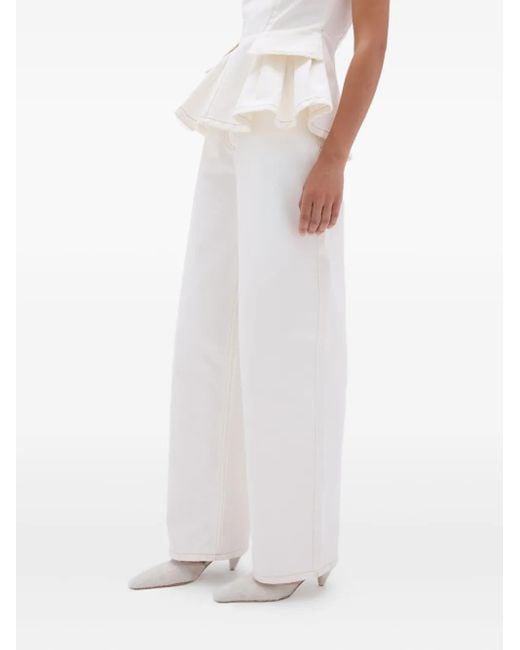 Remain Cocoon Jeans Met Wijde Pijpen En Contrasterende Stiksels in het White