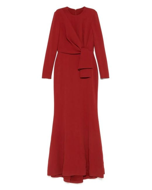 Elie Saab Red Kleid mit langen Ärmeln