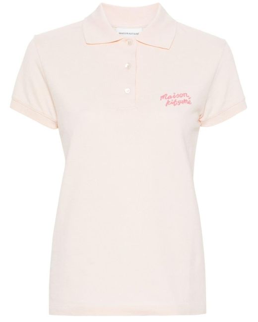 Maison Kitsuné Pink Handwriting Cotton Polo Shirt