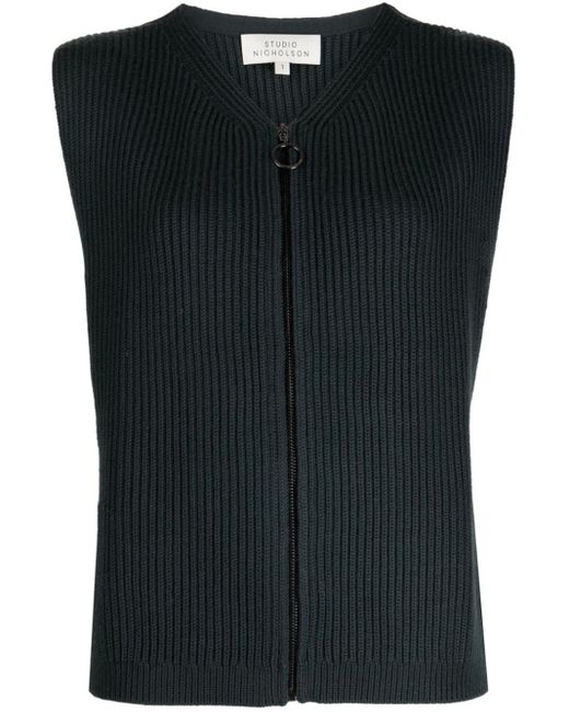Studio Nicholson Black Akan Ribbed-knit Vest