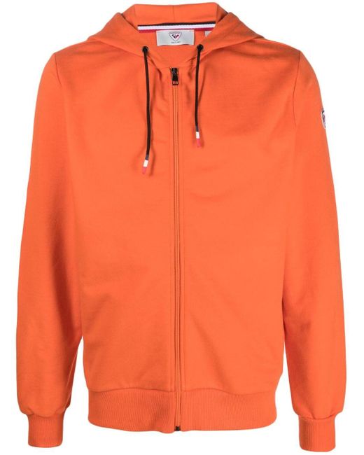 Rossignol Orange Zipped Cotton Hoodie for men