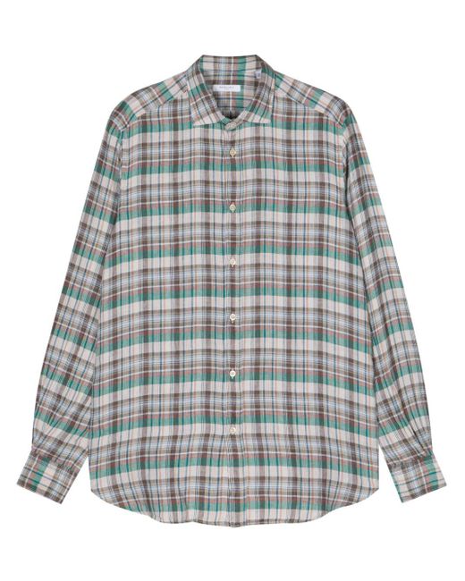 Boglioli Gray Check-pattern Linen Shirt for men