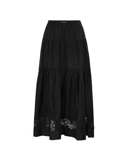 Maurizio Mykonos Black Embroidered Tiered Skirt