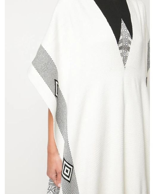 Voz White Diamante Pattern Poncho