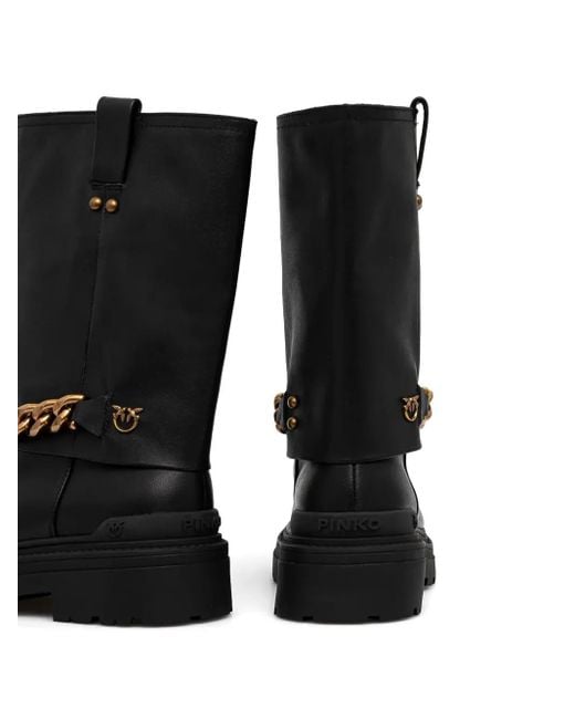 Pinko Black Chain-Detail Boots