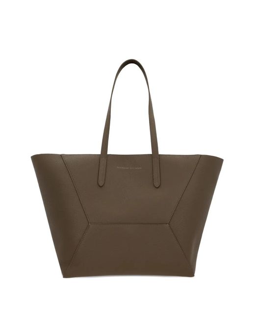 Brunello Cucinelli Brown Logo-Detail Shoulder Bag