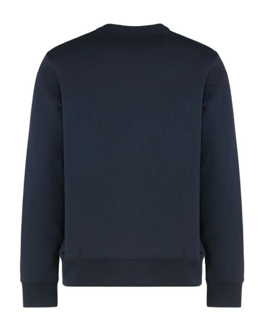 Boss Blue Logo-embroidered Cotton Sweatshirt for men