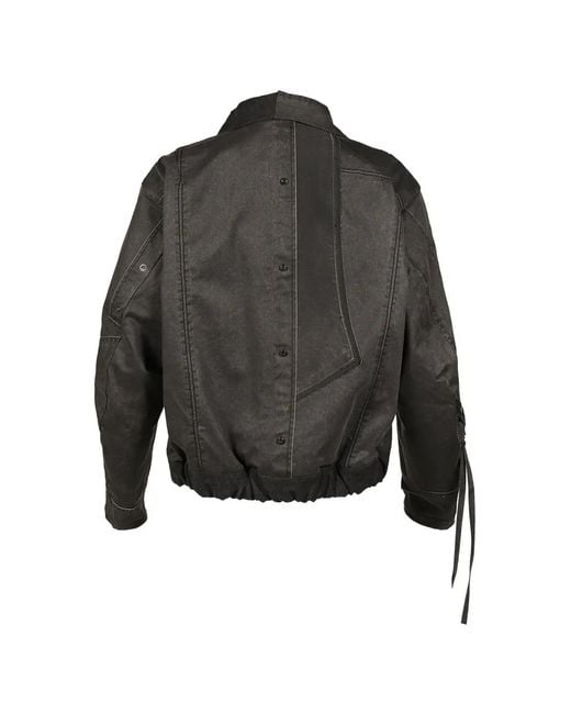 UNDER THE SIGN Black Dustborn Light Patchwork Waxed-Effect Bomber Jacket for men