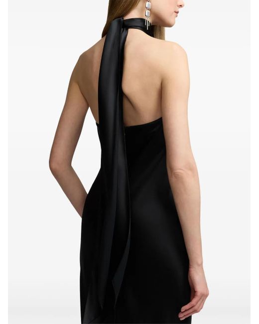 Ralph Lauren Black Satin-Finish Sleeveless Gown